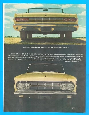 1963 FORD Mercury Comet vintage PRINT AD convertible yellow 1964 - Image 1 of 3