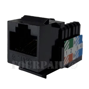 CAT6 Network Ethernet RJ45 Port 110 Punch Down Keystone Snap-In Jack New - Black - Picture 1 of 3