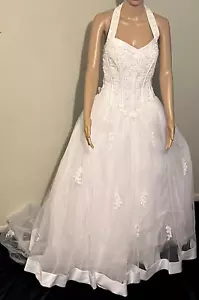 David's Bridal 2295e (Einzelhandel $ 695) einfarbig weißes Hochzeitskleid wunderschön Größe 4 - Bild 1 von 17