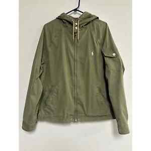 Polo Ralph Lauren full zip hooded windbreaker cotton blend olive green jacket XL