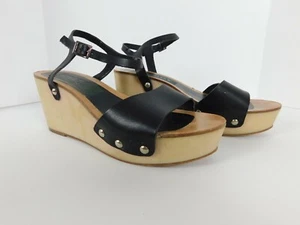 Cherry Black Beige Leather Strap Platform Sandals - 40 - Picture 1 of 11