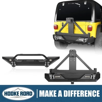 Hooke Road Rear Bumper w/Tire Carrier or Front Bumper for Jeep Wrangler TJ 97-06 Foto 1 de 4