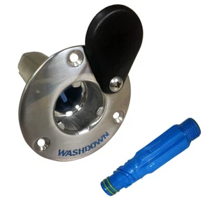 Jabsco Stainless Steel Quick-Release Hose Deck Mount Fitting & Hose Adapter - Foto 1 di 1