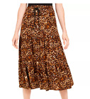 Cheetah Print Midi Skirt Size Xxl Animal Print Brown Black Style & Co Elastic