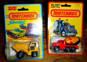2 LOT Lesney Matchbox Superfast #26 YELLOW SITE DUMPER & #19 CEMENT TRUCK - Picture 1 of 4