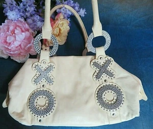 CHARM and LUCK OXO genuine LEATHER western style PURSE hobo BAG rhinestones 16" - Picture 1 of 10