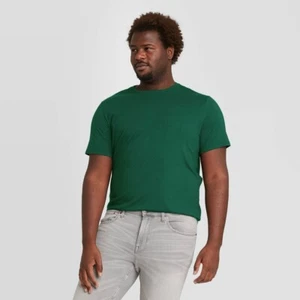 M tall- Mens Big and Tall T-Shirt DARK GREEN Goodfellow Crew Neck Short Sleeve - Picture 1 of 2