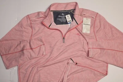 Tommy Bahama Coasta Vera 半拉链运动衫套衫粉色全新特大号 XL — 第 1/4 张图片