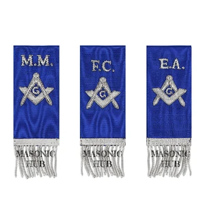 Freimaurer Bibel Marker handgestickt königsblaues Band Silberbarren Fäden - Bild 1 von 8