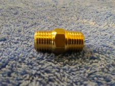 Hex Double Nipple Brass 1/4" x 1/4" MPT