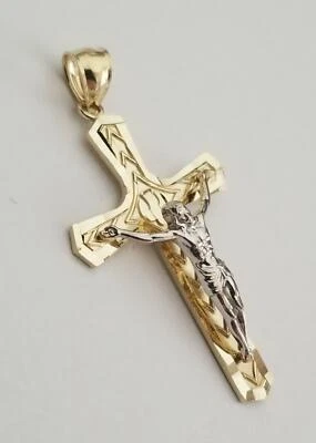 14k Two-Tone Gold Crucifix Cross Religious Pendant for Necklace - Image 1 of 4