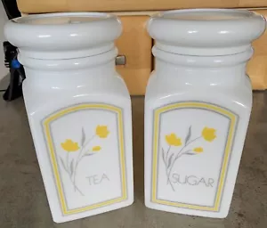 Vintage 1980s. 2 X Coloroll Floral Spritz Storage Jars Canisters. Tea & Sugar - Picture 1 of 7