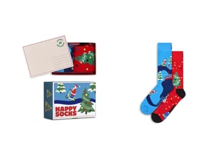 Happy Socks Men Happy Holidays Socks Gift Set Pack of 2 Multi Size US M 4.5-7.5 - Picture 1 of 2