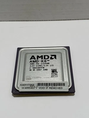 AMD AMD-K6-233ANR 233MHz 3.2V CORE/3.3V Socket 7 Ceramic Processor / CPU -Tested - Image 1 of 4