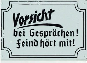 Vorsicht Feind hört mit 2 WK WWK  Deko Garage Schild Werkstatt  KFZ Retro  10 - Picture 1 of 1