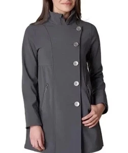 prAna Martina Jacket Women’s XL Grey Water Resistant High Collar Buttons - Picture 1 of 8