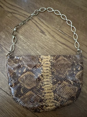 Bolso de Mano Francisco Biasia Marrón Estampado Pitón Asa de Cadena, ¡Excelente Estado! Foto 1 de 4