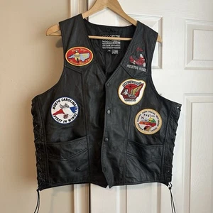 Vintage Biker Vest Size Large Gold Wing Honda 90s - Picture 1 of 8