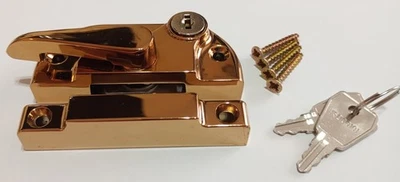BOX OF 10 Sliding Sash Window Fitch Lock Brass Keyed Lockable Screws UPVC Timber - Image 1 of 3