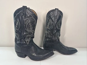 Tony Lama-Shrunken Shoulder Bull Hide Men 9 D Western Cowboy Boots 6252 - Picture 1 of 8