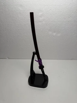 Japanese Katana Sword with Leather Case and Plastic Stand - Image 1 of 4