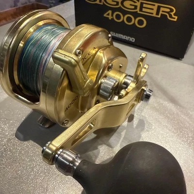 Ocea Jigger 4000 Shimano Baitcast Angelrolle JDM rechter Griff gold - Bild 1 von 4