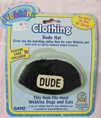 Retro Early 00s Ganz Webkinz Clothes - Dude HAT - BRAND NEW W Play Code  - Image 1 of 2