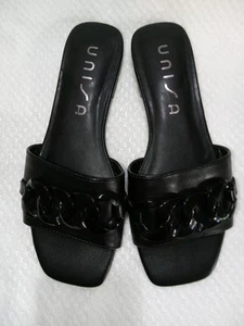 Unisa-Sully Slip-on Sandals. Women's Size 6.5M. Black Chain Detailed. - Picture 1 of 15