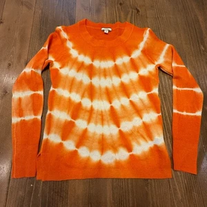 J.CREW 100% Kaschmir Pullover orange weiß Batik Pulli Damen XS kuschelig - Bild 1 von 8