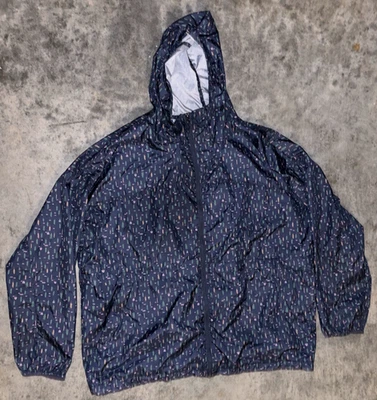 Chaqueta cortavientos Columbia Alpine Chill para mujer 2X azul marino omni-sombra dobladillo con cordón Foto 1 de 4