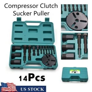 14Pcs Car AC R134a Compressor Clutch Sucker Puller Remover Repair Tools Kit USA - Picture 1 of 11