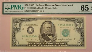 1985 $50 Fr#2122-B Federal Reserve New york Note PMG 65EPQ GEM UNCIRCULATED - Picture 1 of 2