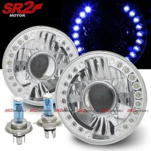 Faros Proyectores Universal 7" Pulgadas Redondos Azul LED DRL Cromo Vidrio Bombilla H4 - Imagen 1 de 2