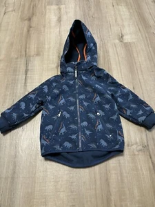 H&M Boys Navy Blue With Orange Dinosaur Rain Jacket Size 3-4 Years - Picture 1 of 7