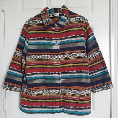 Vtg Chicos Design 3/4 Sleeve Coatigan Jacket Serape Size L Aztec Southwest Boho - Image 1 of 4