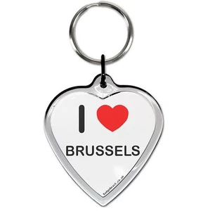 Brussels I Love Heart Shaped Key Ring (52mm x 36mm) - Picture 1 of 2