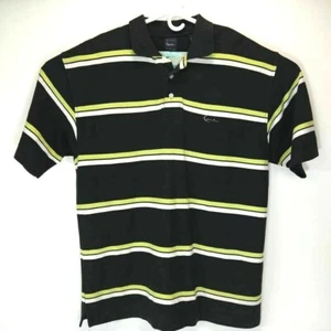 Kani Gold Mens Polo Shirt Black Yellow Stripe Short Sleeve Side Slit Pullover XL - Picture 1 of 5