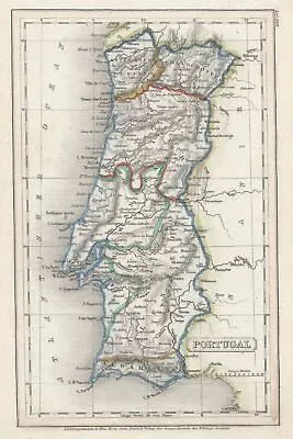 Portugal Original Stahlstich Landkarte Bibl. Inst. 1835 • 25€