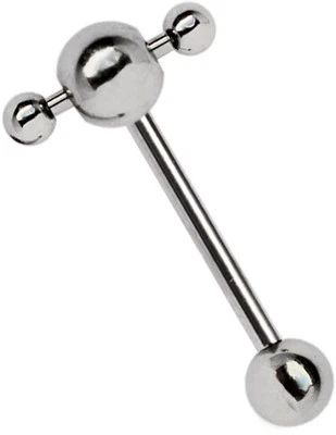 Piercing Gioielli Lingua Spina Barbell 1,6mm Spessore Con Mobile Ruota - Immagine 1 di 2