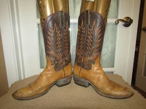 Botas vaqueras Hondo de cuero tostado y marrón envejecido para hombre talla 6,5 E - Imagen 1 de 9