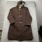 Woolrich Plaid Brown Toggle Long Coat Jacket Size Large Women’s