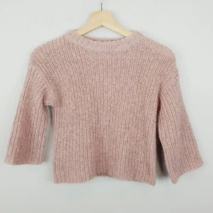 Country Road Girls Dust Pink Metallic Fluffy Knit Kid Mohair Blend Jumper Size 6 - Picture 1 of 9