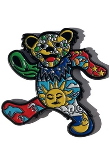 Patchwork Jerry Bear Grateful Dead Jerry Garcia Pranksters HAT PIN Lapel Brooch - Picture 1 of 6