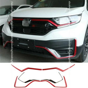 6X Red Front Bumper Grille Grill Molding Trim Strip For Honda CR-V CRV 2020-2022 - Picture 1 of 5