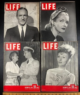 October 1943 Life Magazine Full Month, WWII Color Advertising WW2 WWII Foto 1 de 4