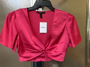 Damen Forever 21 Shocking Pink Crop Top Gr. M - Bild 1 von 2