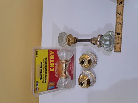 Antique Crystal Clear Door Handles, one vintage & two reproductions Cover
