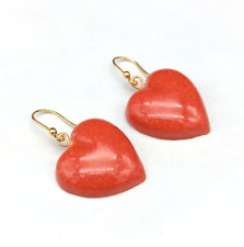 orecchini donna cuore pendenti pasta di corallo rosso argento 925 placcato oro