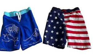 Old Navy And Cat & Jack Boys Swim Trunks USA Flag Size 6/7 Bathing Suit Youth - Picture 1 of 5