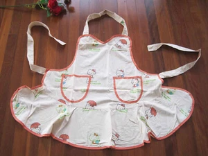 Chic Hello Kitty Princess Style Orange Border Wide Frill Two Pocket Cotton Apron - Picture 1 of 6